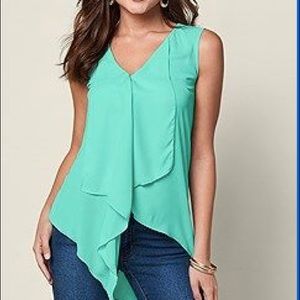Venus turquoise flowy top in Large